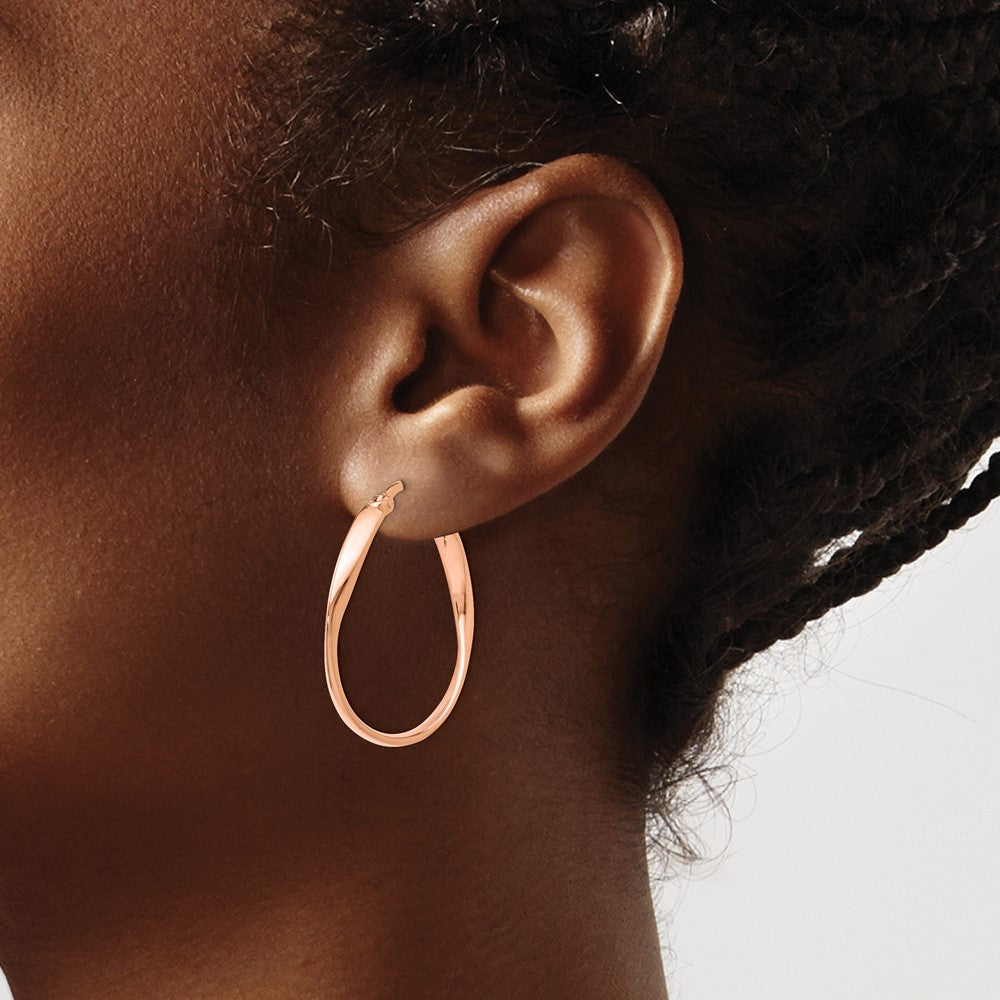 Sterling Silver Rose Gold-plated Polished Hoop Earrings