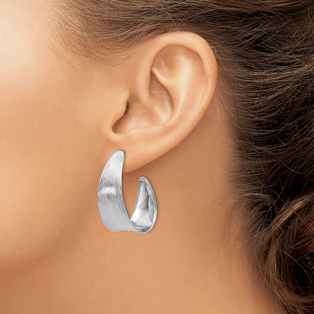 Sterling Silver RH-plated Polished and Textured Earrings