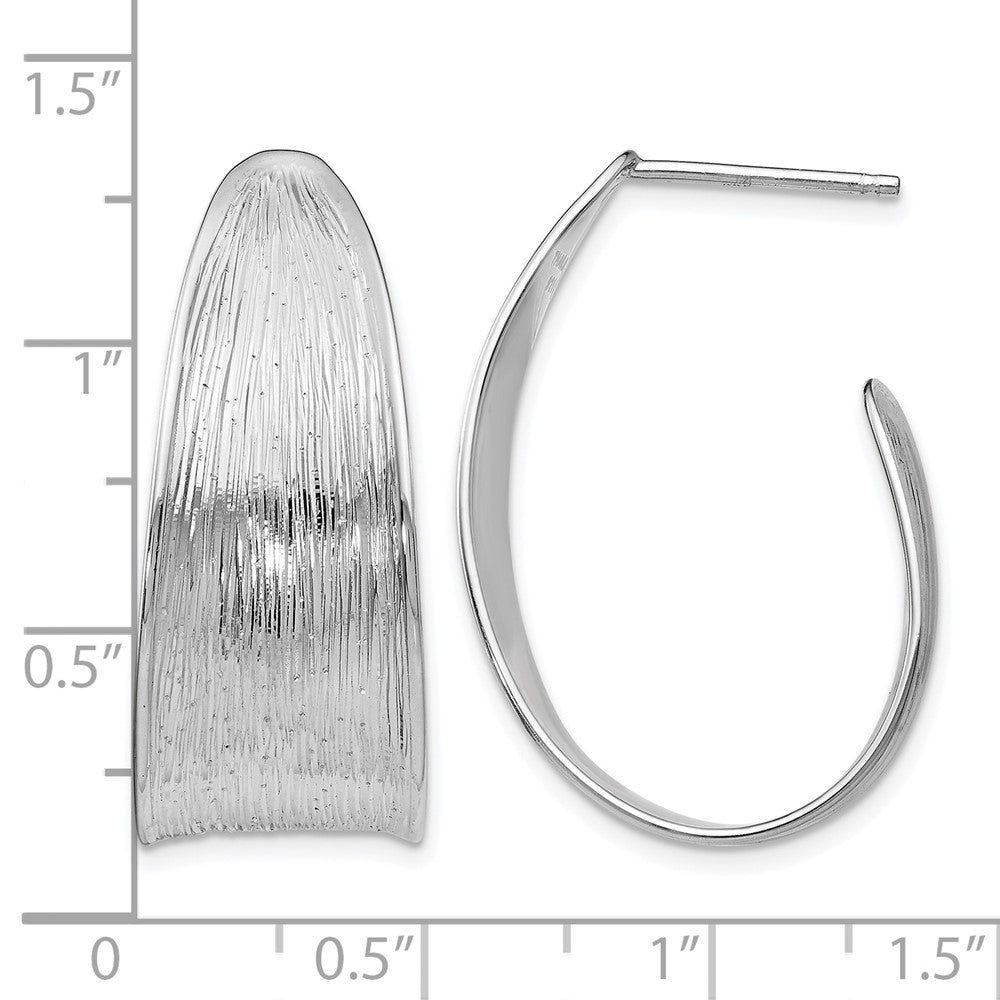 Sterling Silver RH-plated Polished and Textured Earrings