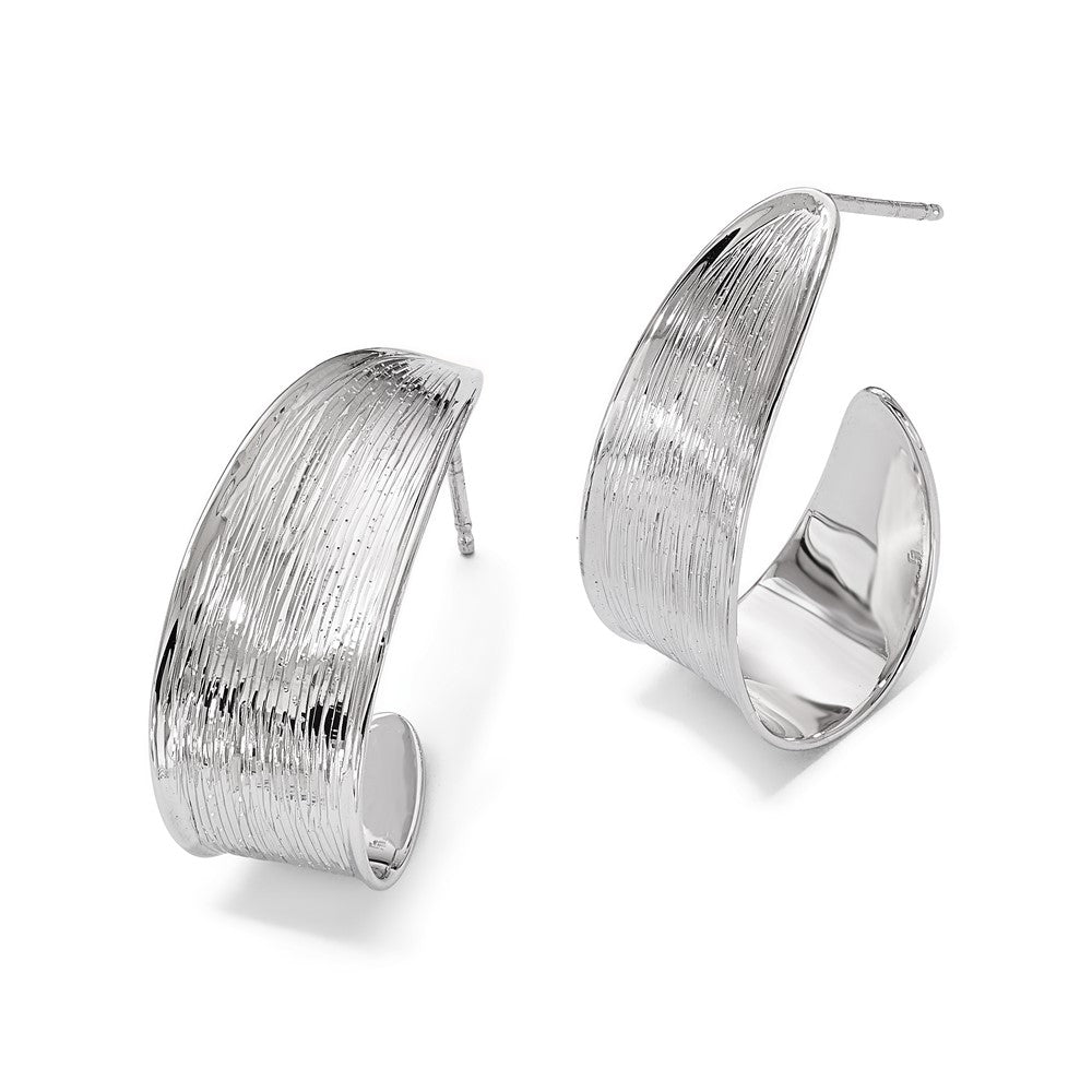 Sterling Silver RH-plated Polished and Textured Earrings