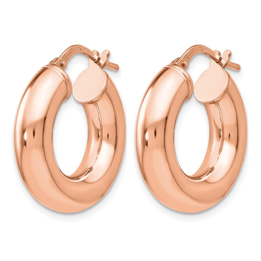 Sterling Silver Rose-Tone Polished Hoop Earrings