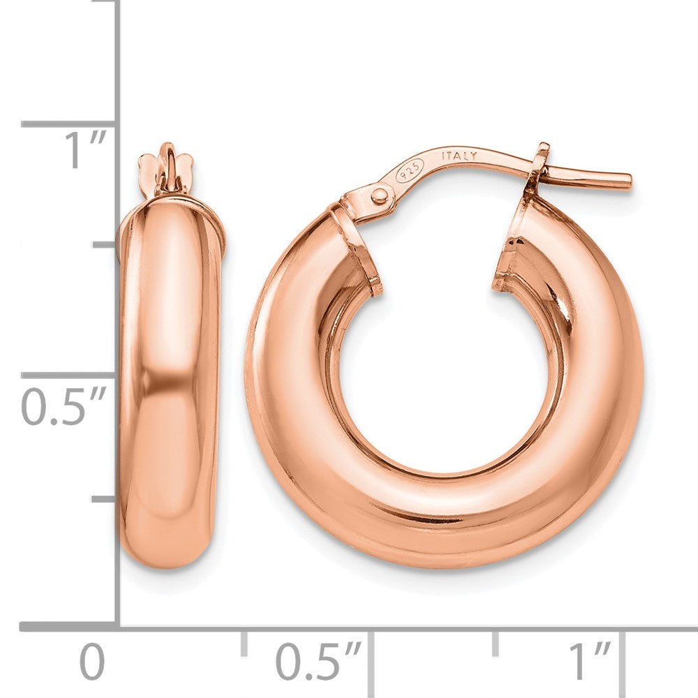 Sterling Silver Rose-Tone Polished Hoop Earrings