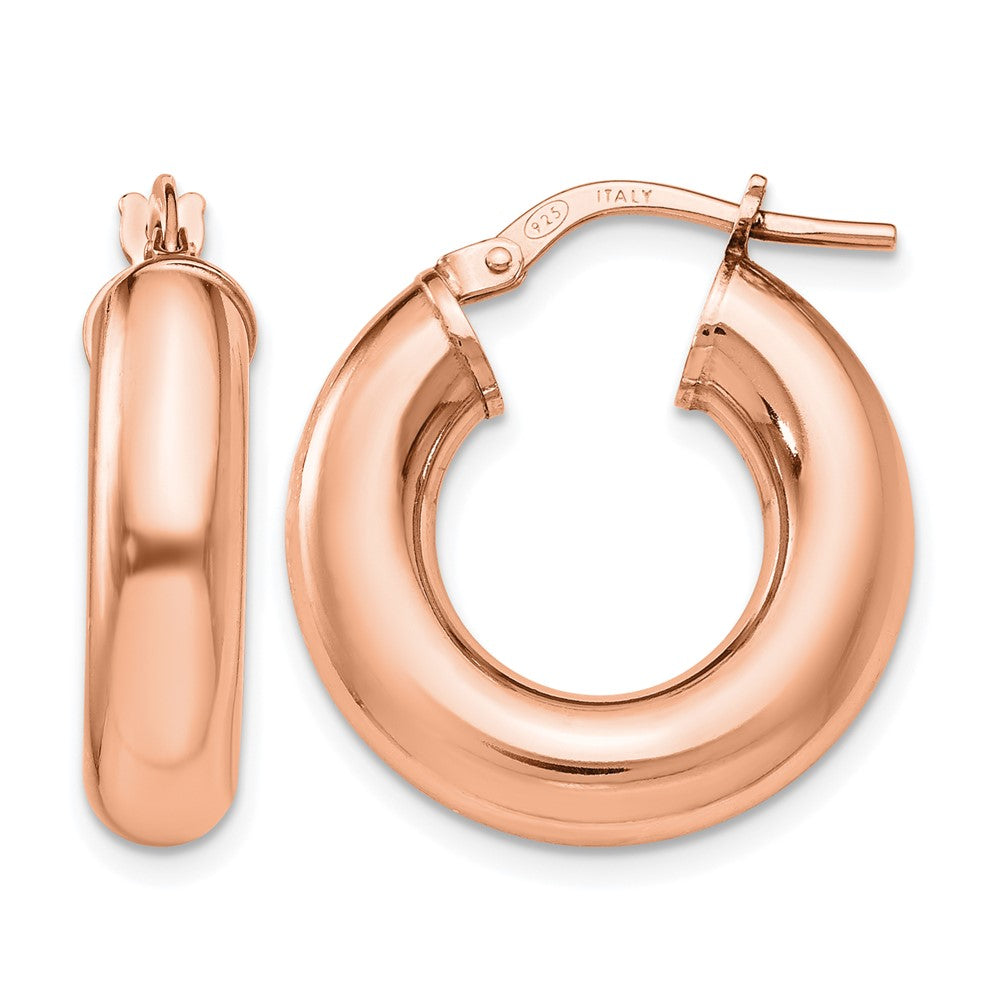 Sterling Silver Rose-Tone Polished Hoop Earrings