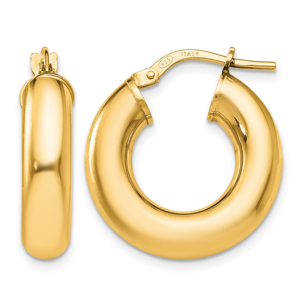 Sterling Silver Gold-Tone Polished Hoop Earrings