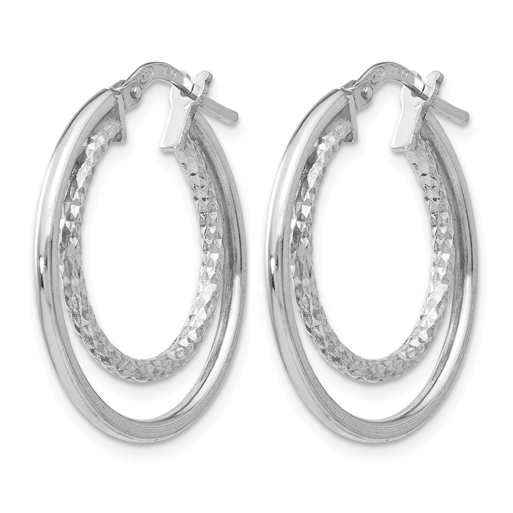 Sterling Silver RH-plated Polished D/C Hoop Earrings