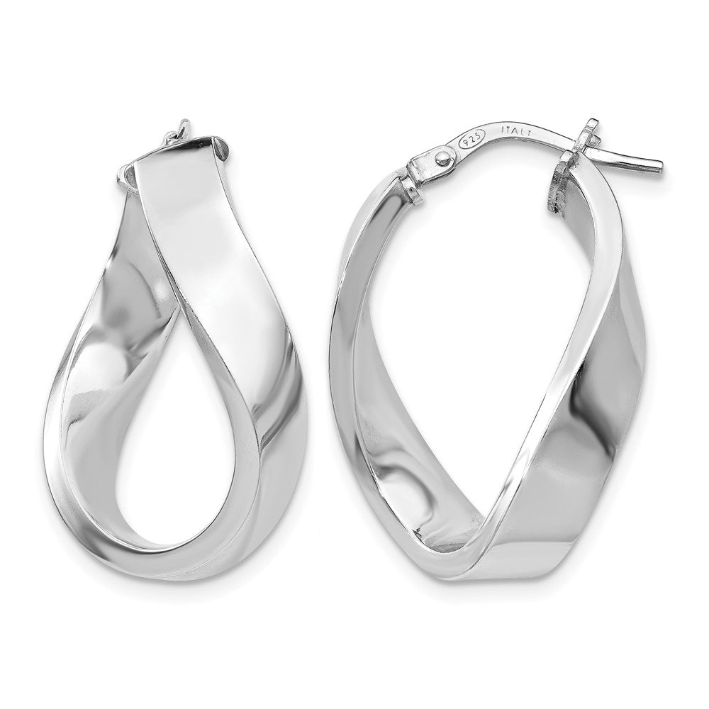 Polished;Sterling silver;Rhodium-plated;Twisted