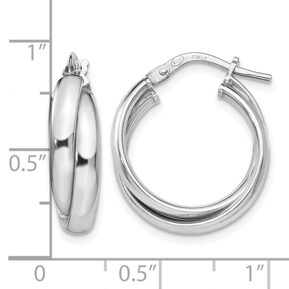 Sterling Silver RH-plated Polished Twisted Hoop Earrings
