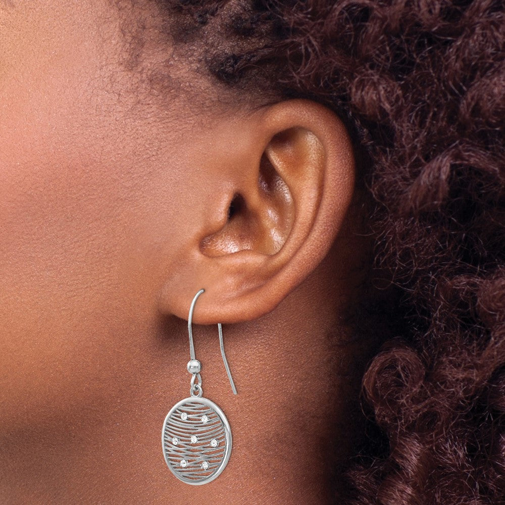 Sterling Silver RH-plated Polished Preciosa Crystal Earrings