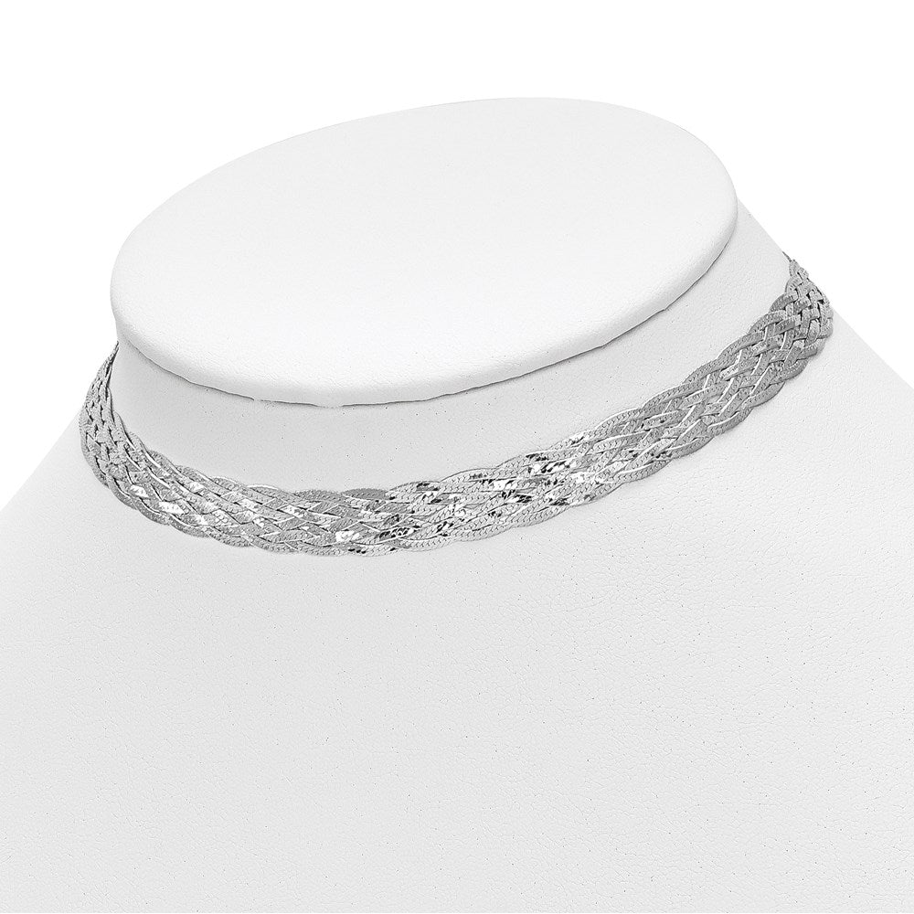 Sterling Silver RH-plate Polished w/4 in ext. Choker Necklace