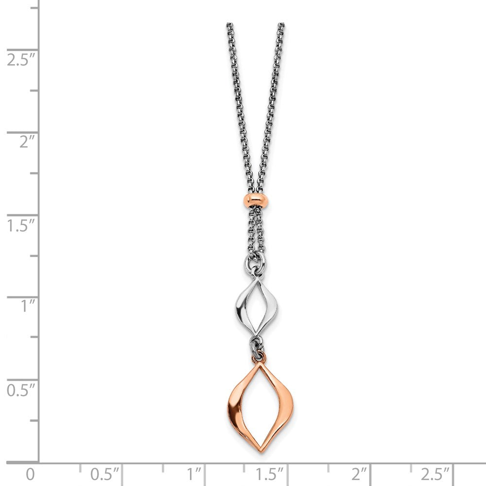Sterling Silver RH-plated & Rose-tone w/1.5in ext. Necklace