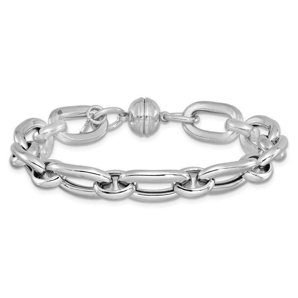 Sterling Silver Rhodium-plated Polished Fancy Link Bracelet
