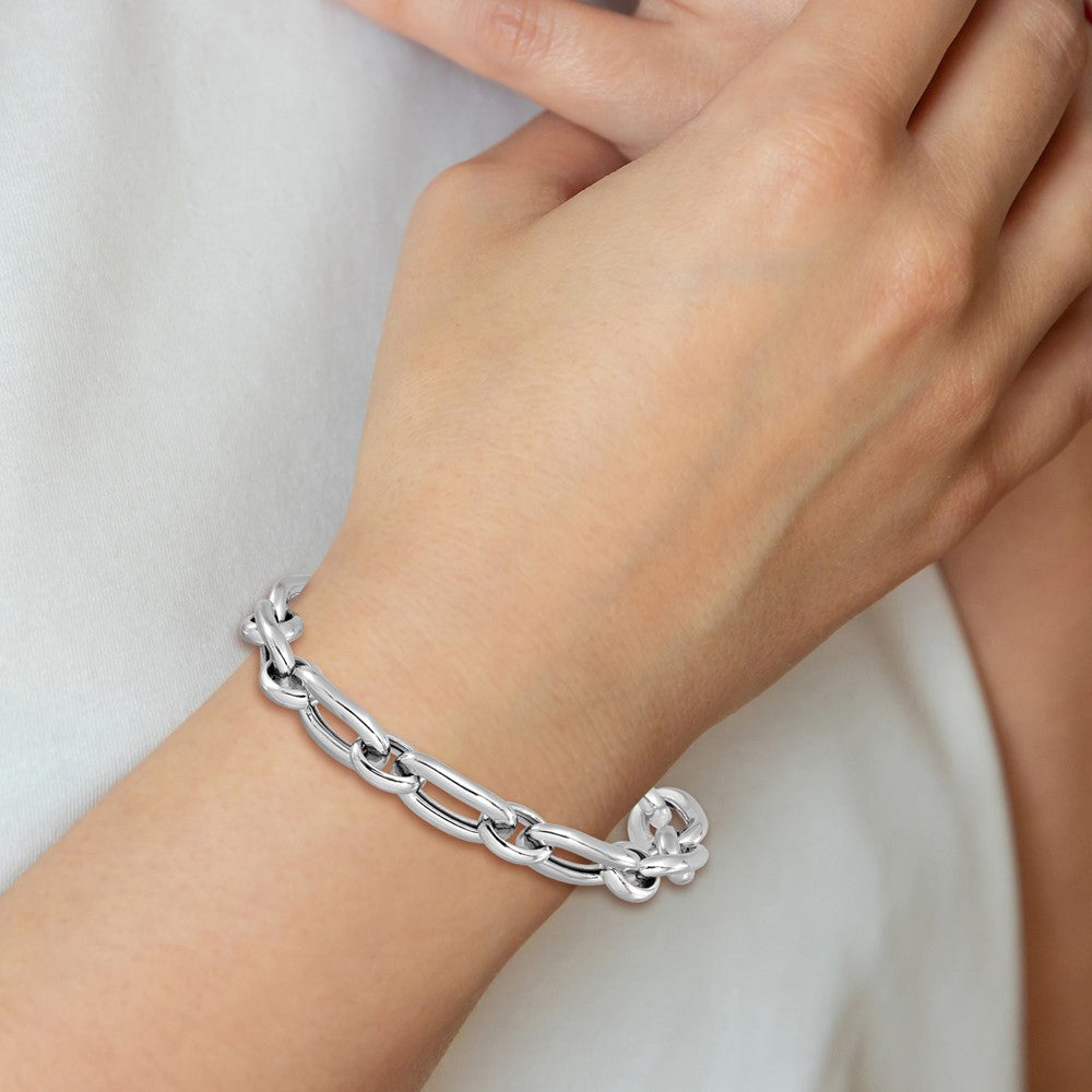 Sterling Silver Rhodium-plated Polished Fancy Link Bracelet