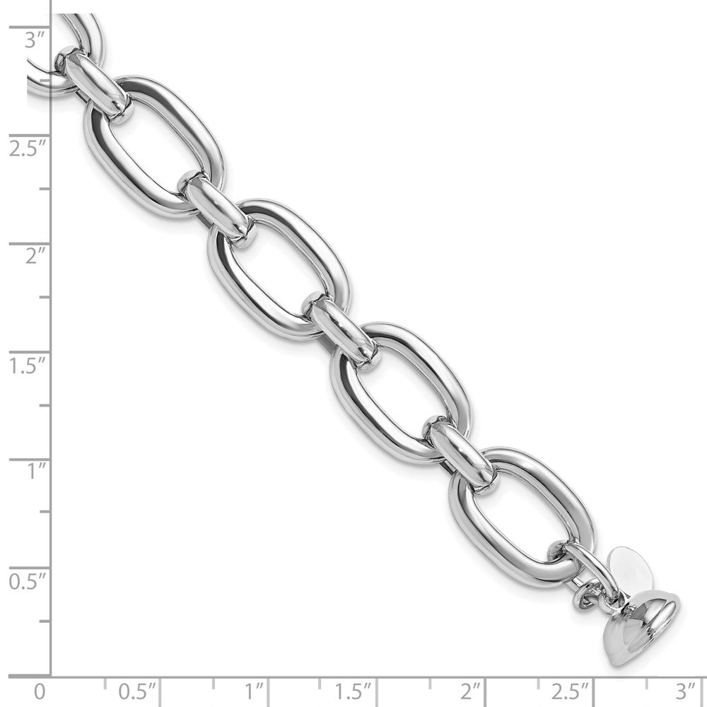Sterling Silver Rhodium-plated Polished Fancy Link Bracelet