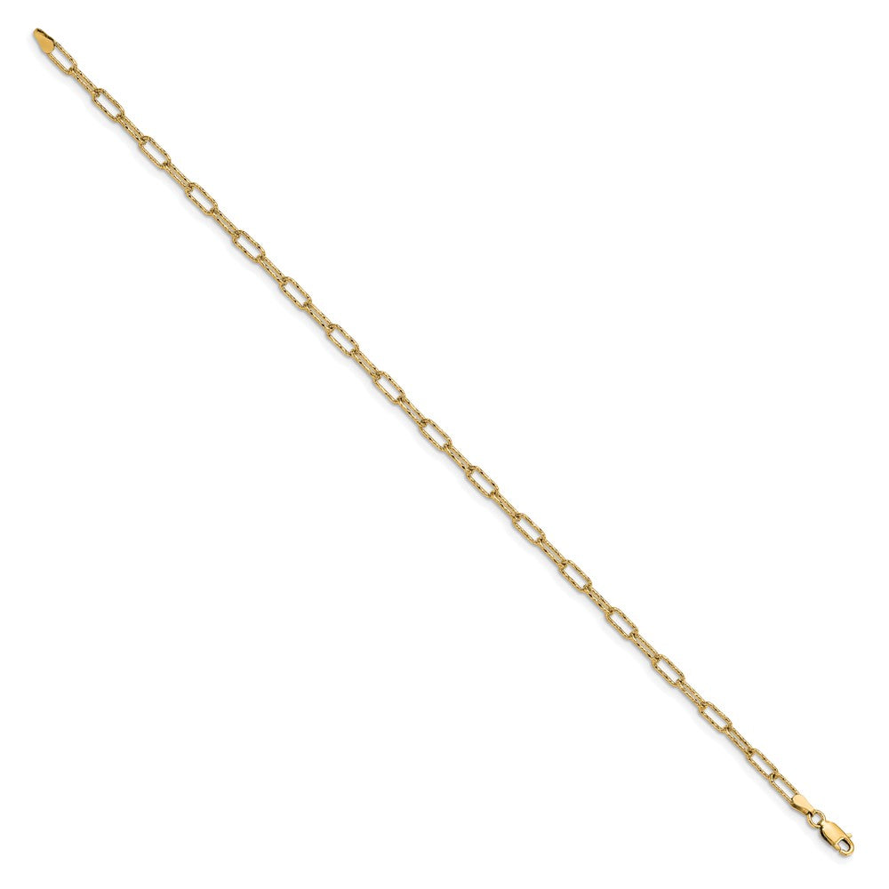 Sterling Silver Gold-plated Polished Textured Link Anklet