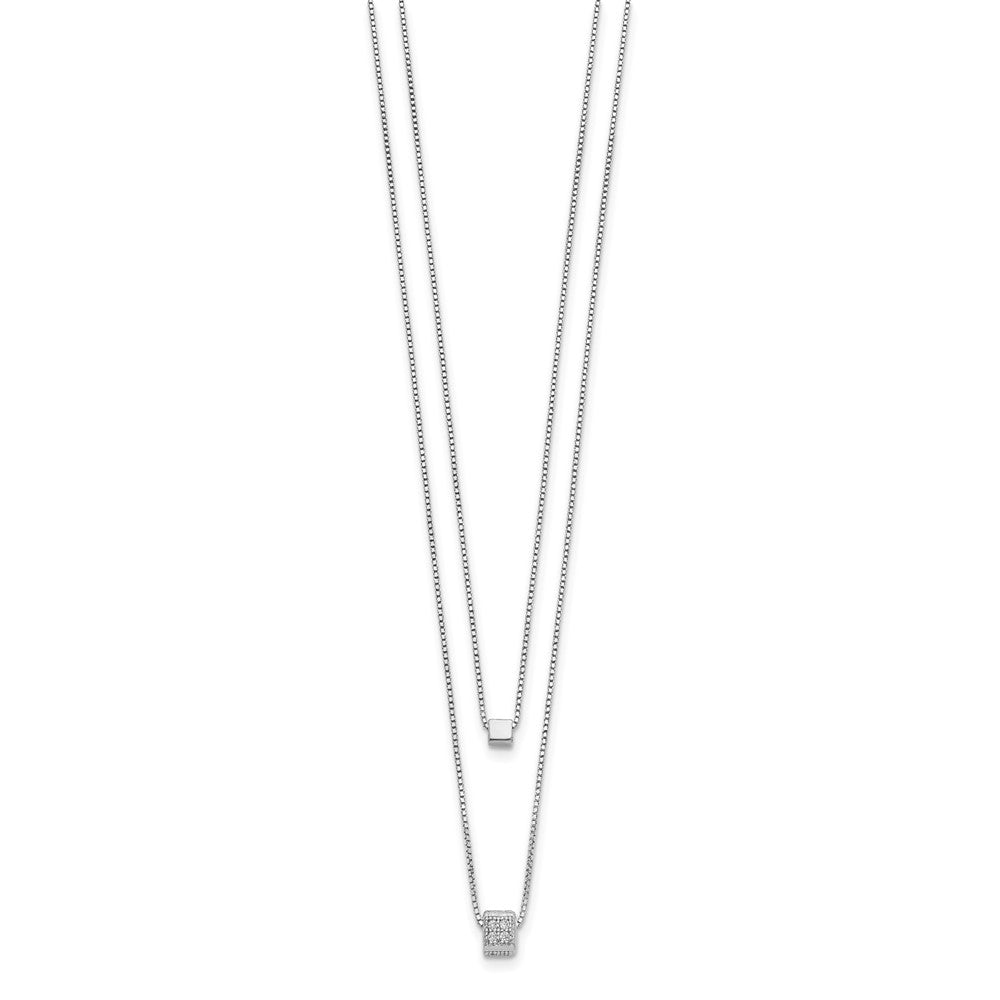 Sterling Silver RH-plated CZ Multi-strand w/ 2in Necklace