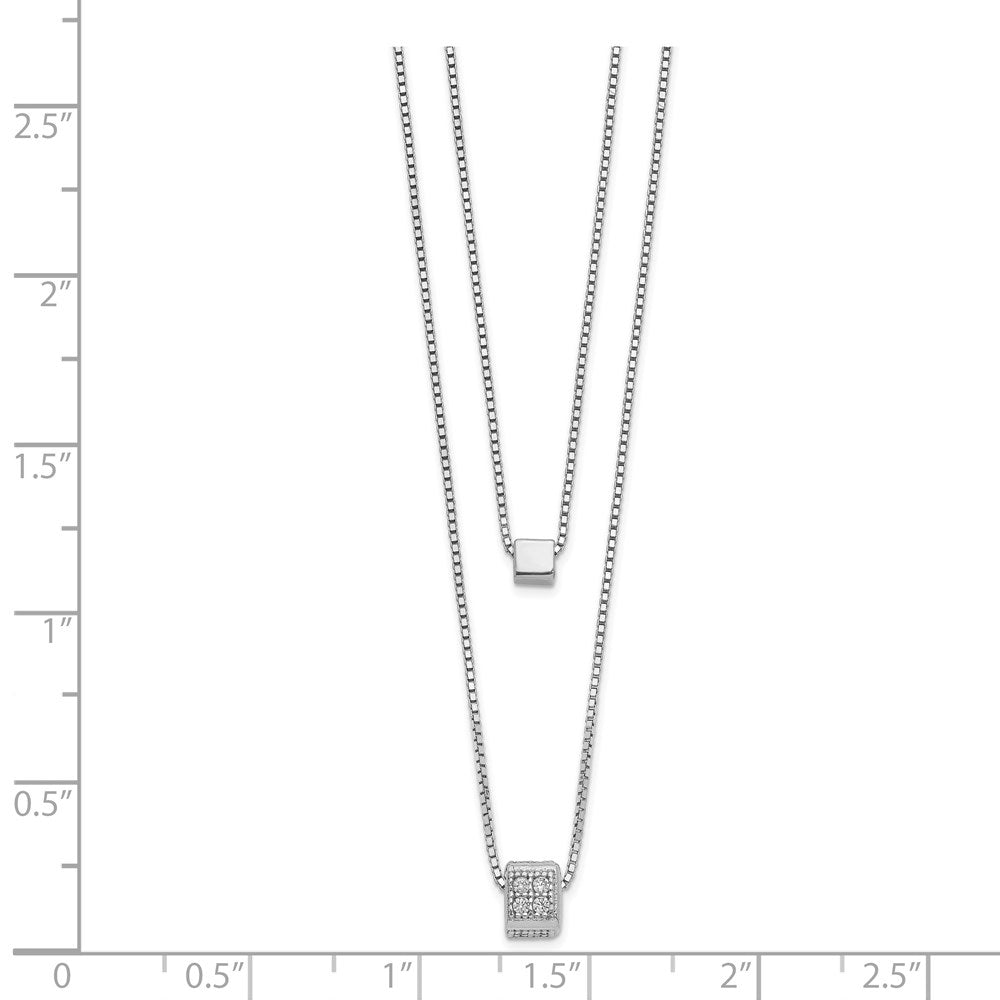 Sterling Silver RH-plated CZ Multi-strand w/ 2in Necklace