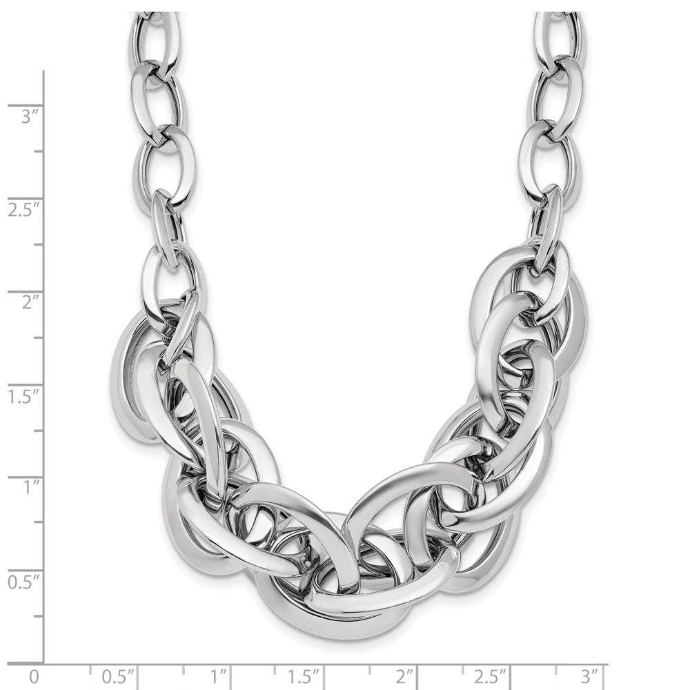 Sterling Silver Rhodium-plated Polished Fancy Link Necklace