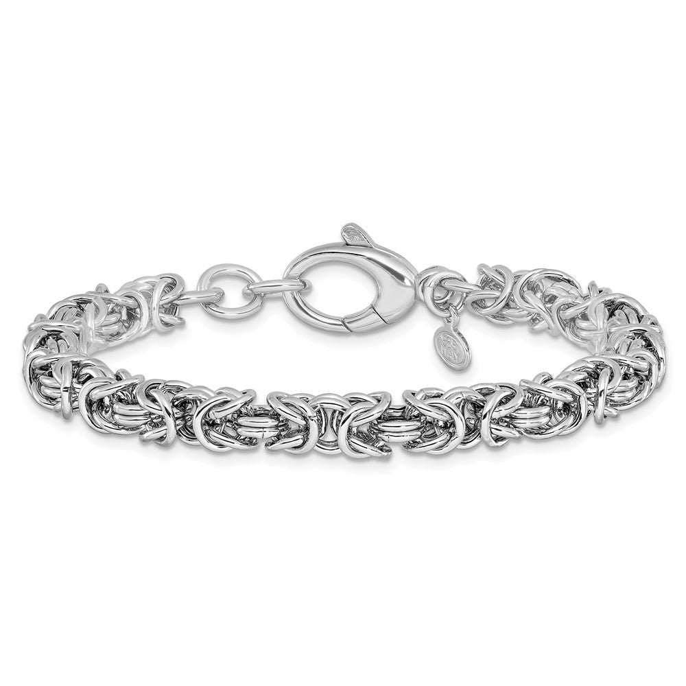Sterling Silver Rhodium-plated w/ .5in ext Byzantine Bracelet