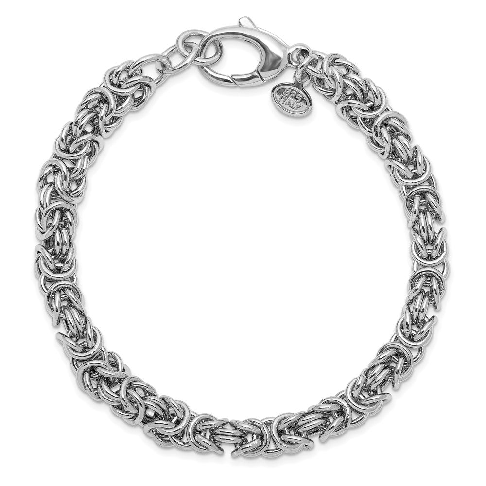 Sterling Silver Rhodium-plated w/ .5in ext Byzantine Bracelet