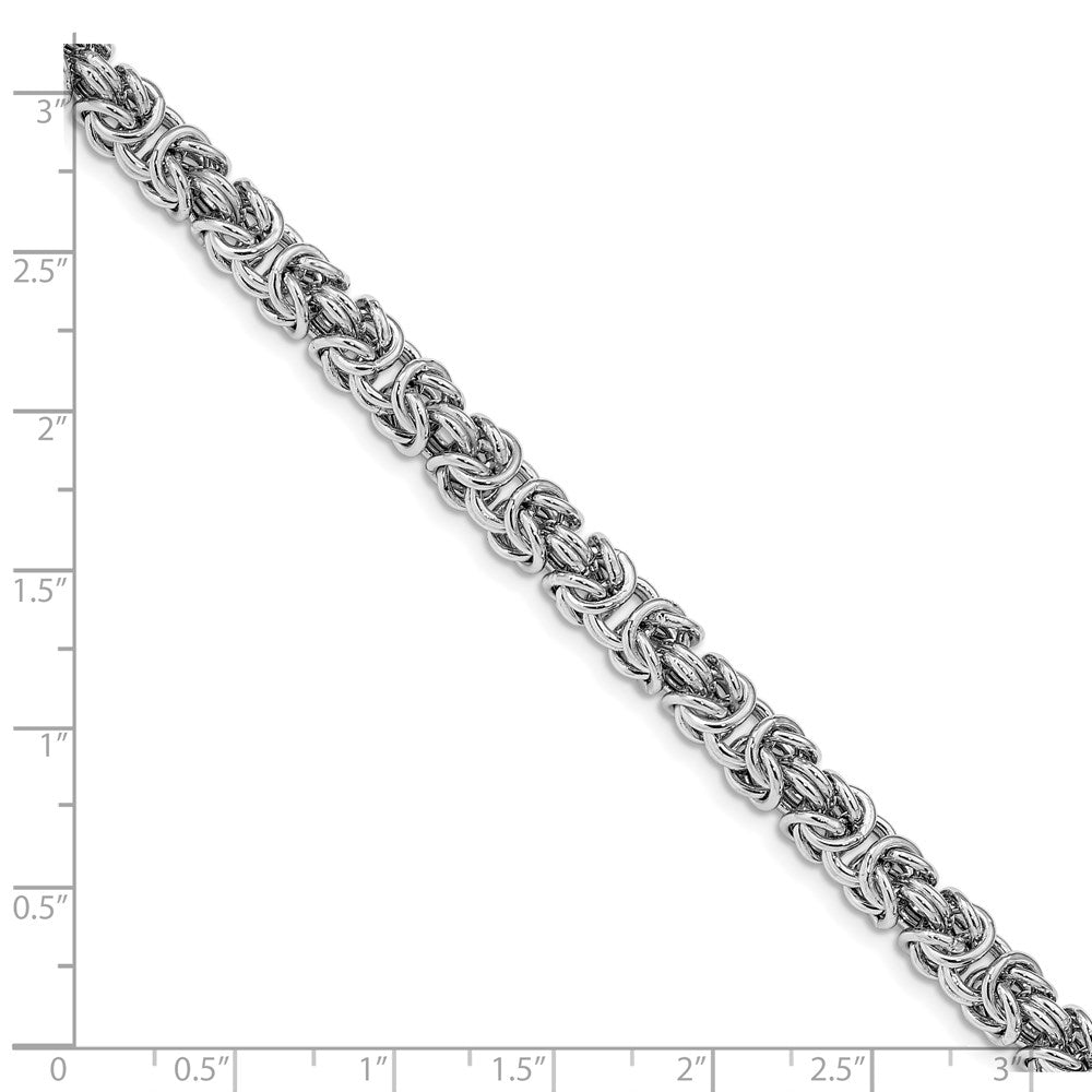 Sterling Silver Rhodium-plated w/ .5in ext Byzantine Bracelet