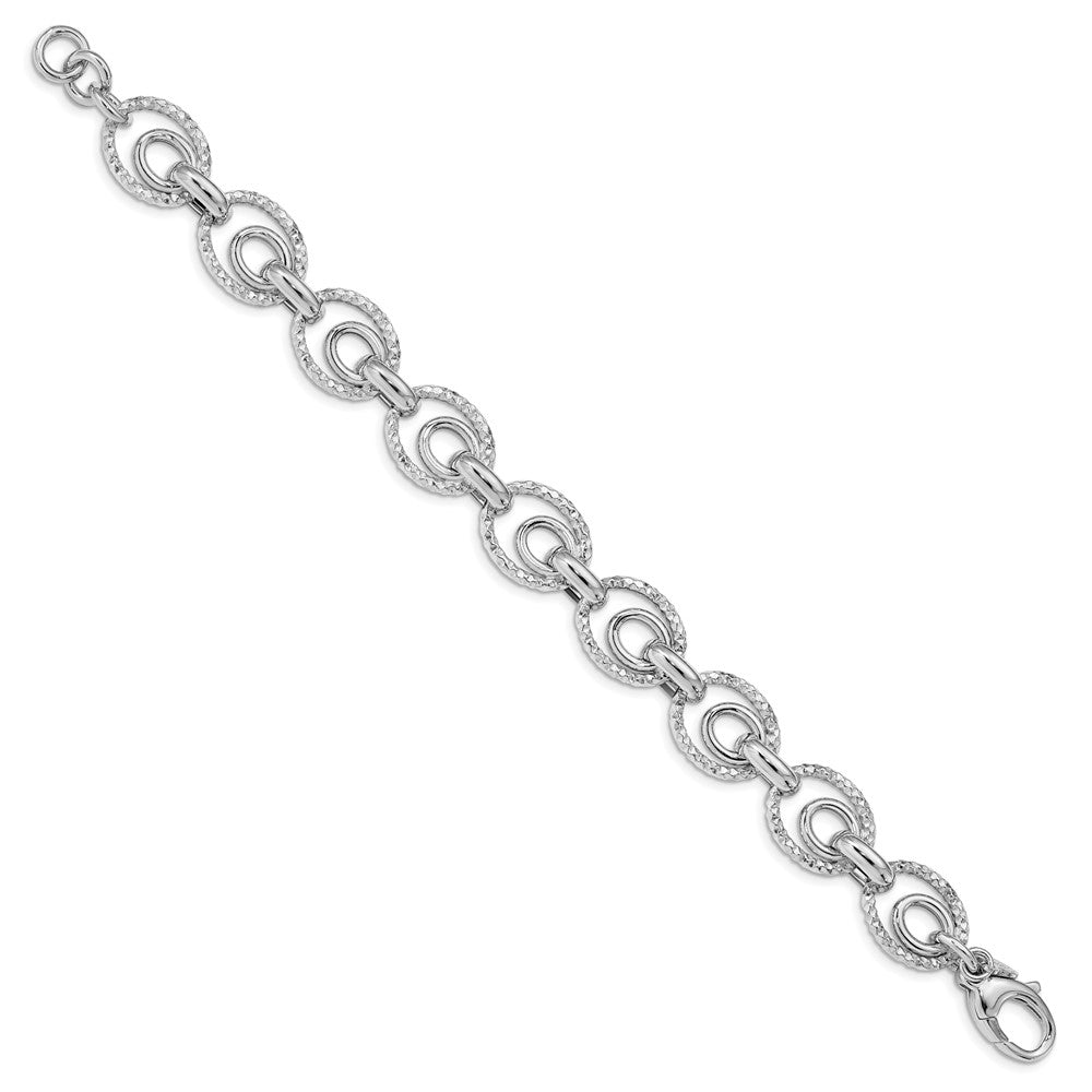 Sterling Silver Rhodium-plated D/C Polished w/ .5in ext. Bracelet