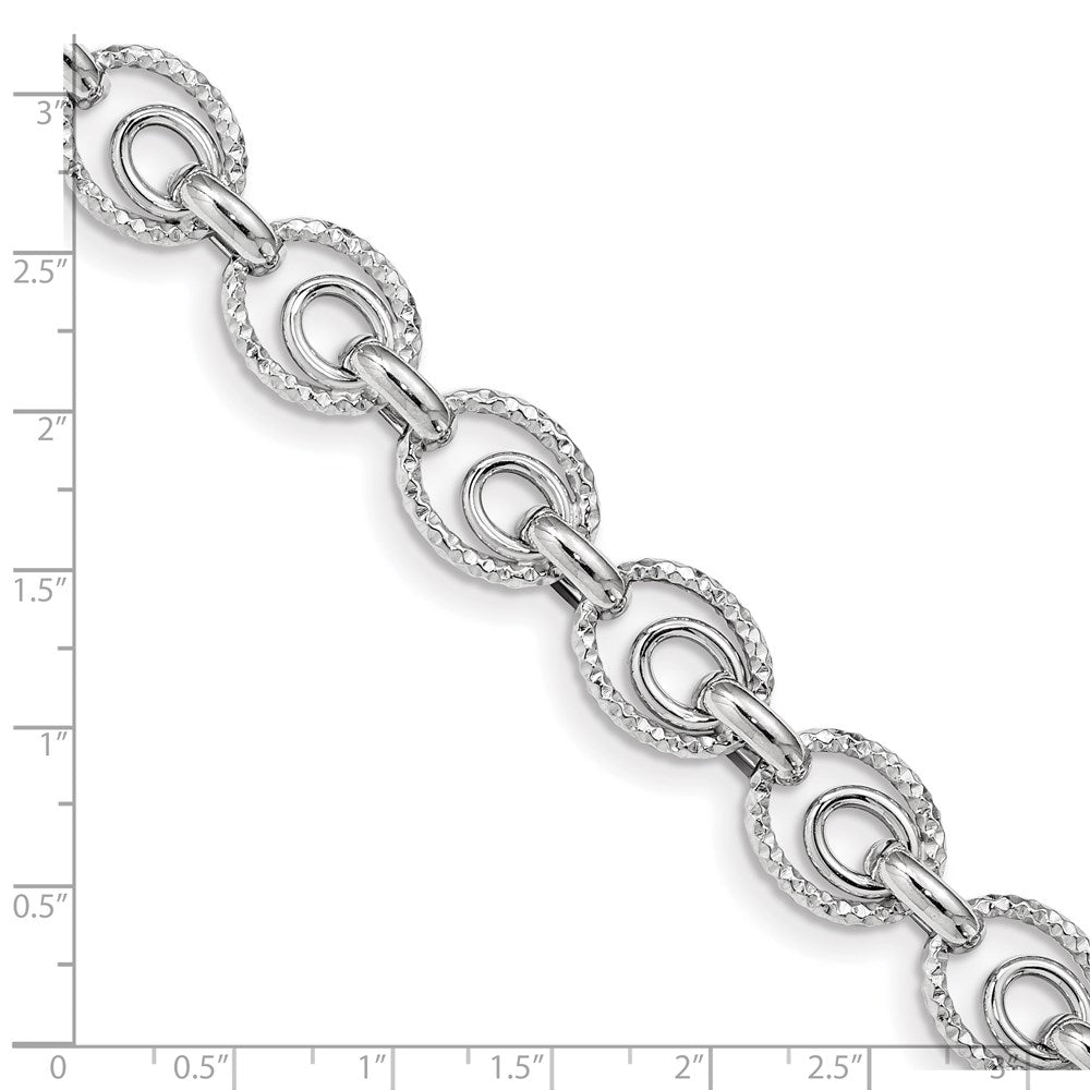 Sterling Silver Rhodium-plated D/C Polished w/ .5in ext. Bracelet