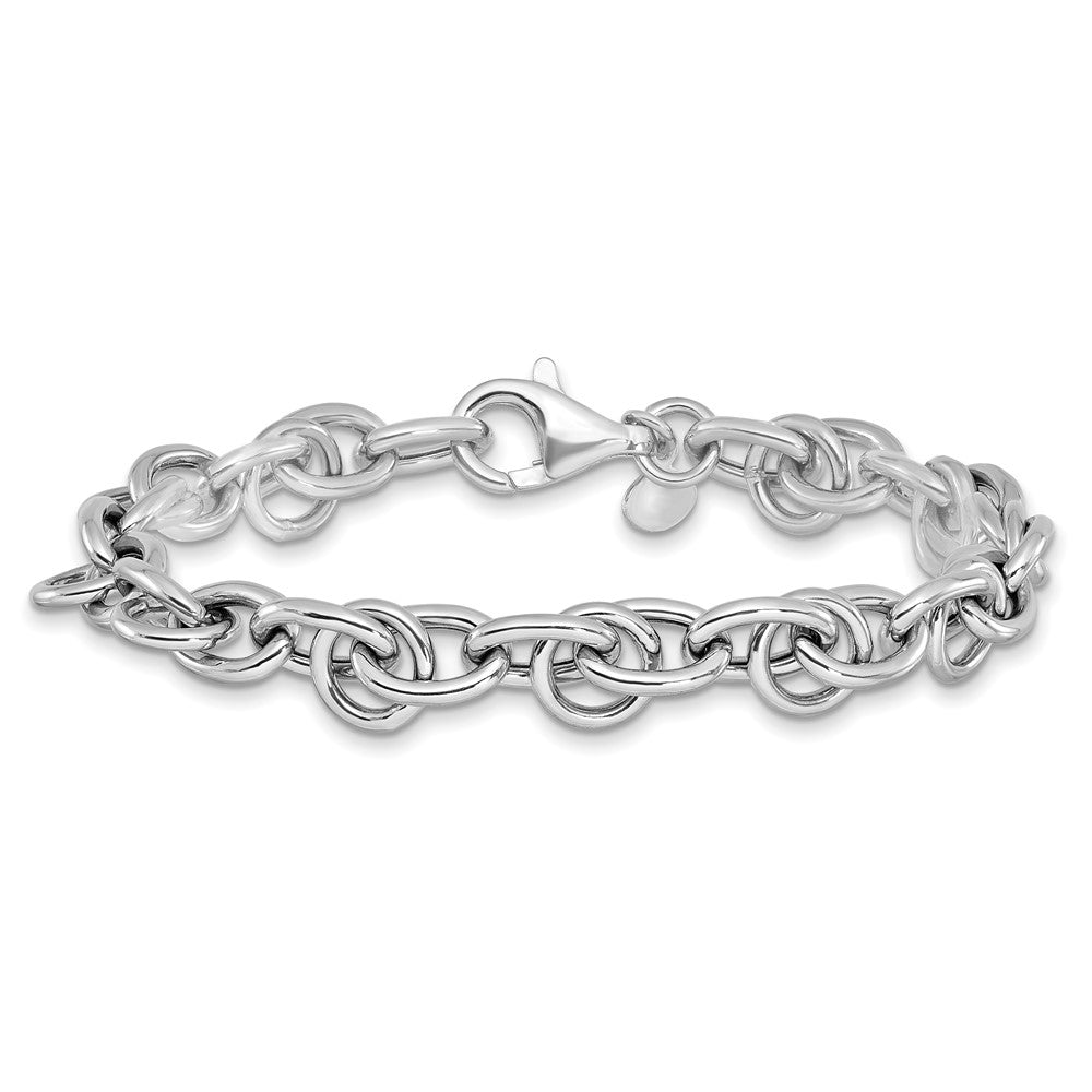 Sterling Silver Rhodium-plated Polished Fancy Link Bracelet