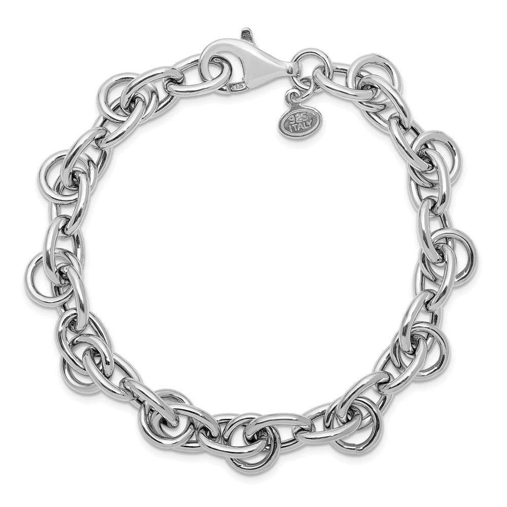 Sterling Silver Rhodium-plated Polished Fancy Link Bracelet