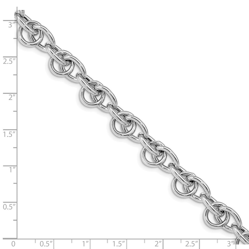 Sterling Silver Rhodium-plated Polished Fancy Link Bracelet