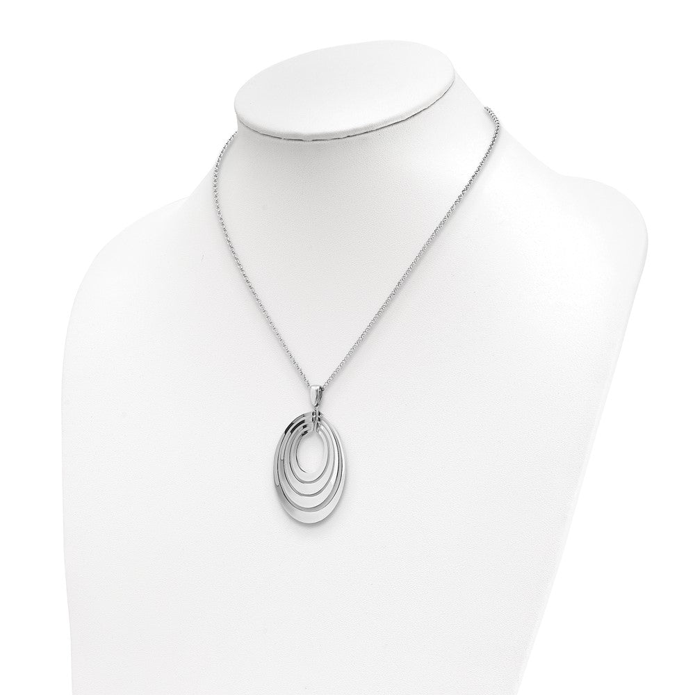 Sterling Silver Rh-plat Polished & Brushed w/ 1.25in ext. Necklace