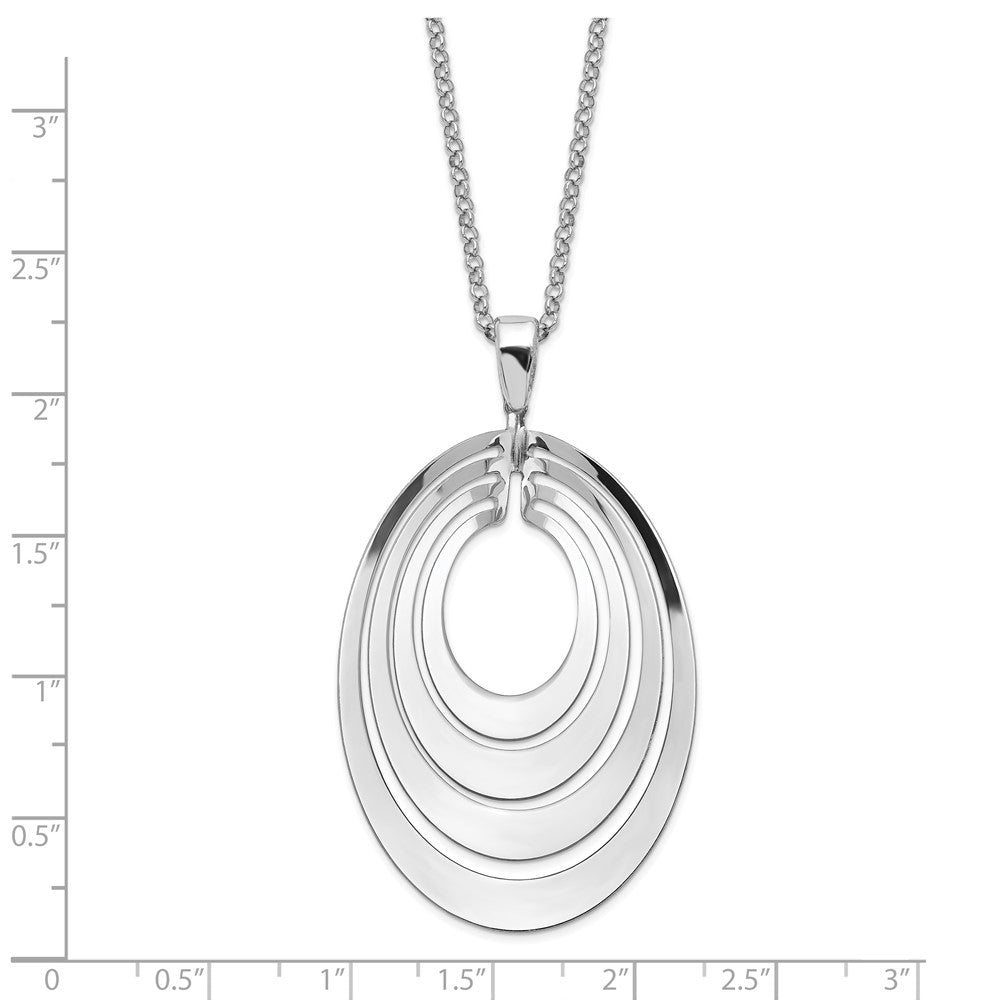 Sterling Silver Rh-plat Polished & Brushed w/ 1.25in ext. Necklace