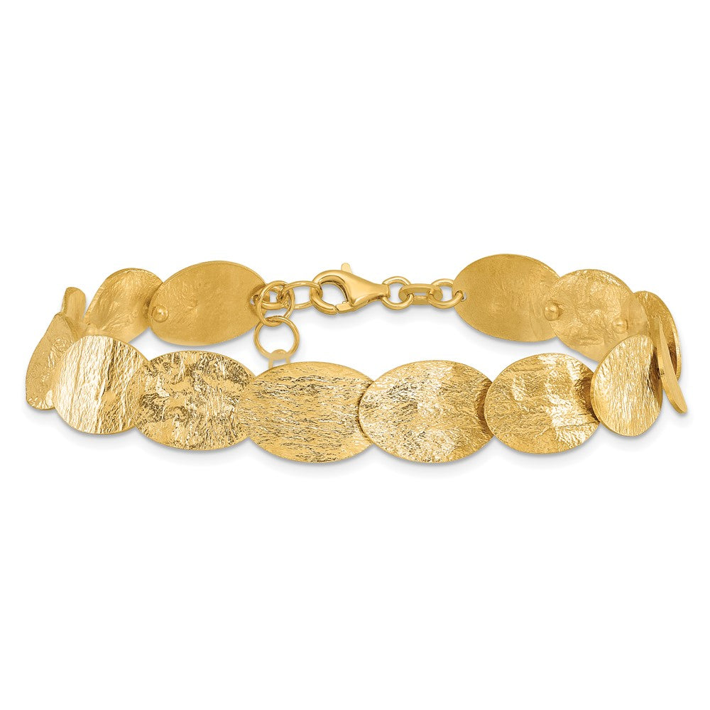 Sterling Silver Gold-tone Textured w/2in ext Bracelet