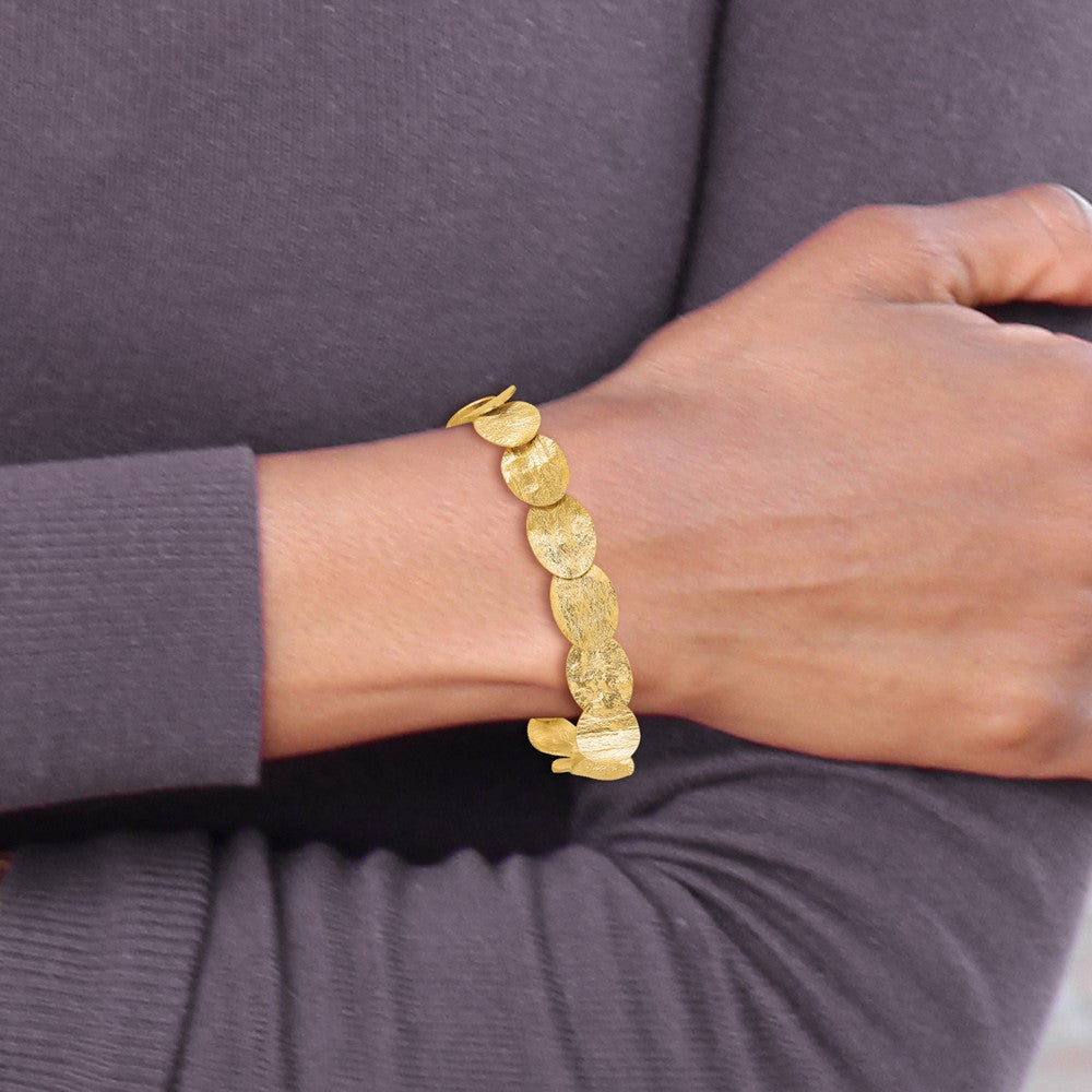 Sterling Silver Gold-tone Textured w/2in ext Bracelet