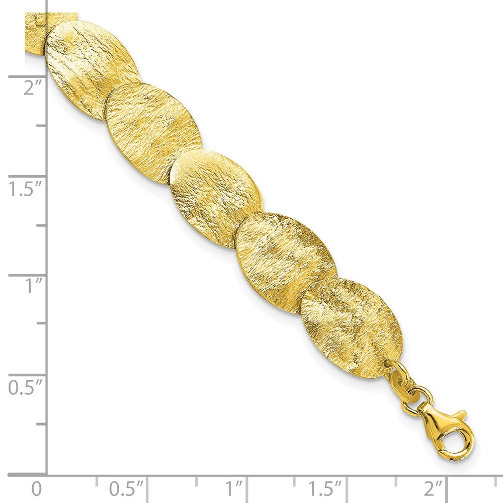 Sterling Silver Gold-tone Textured w/2in ext Bracelet
