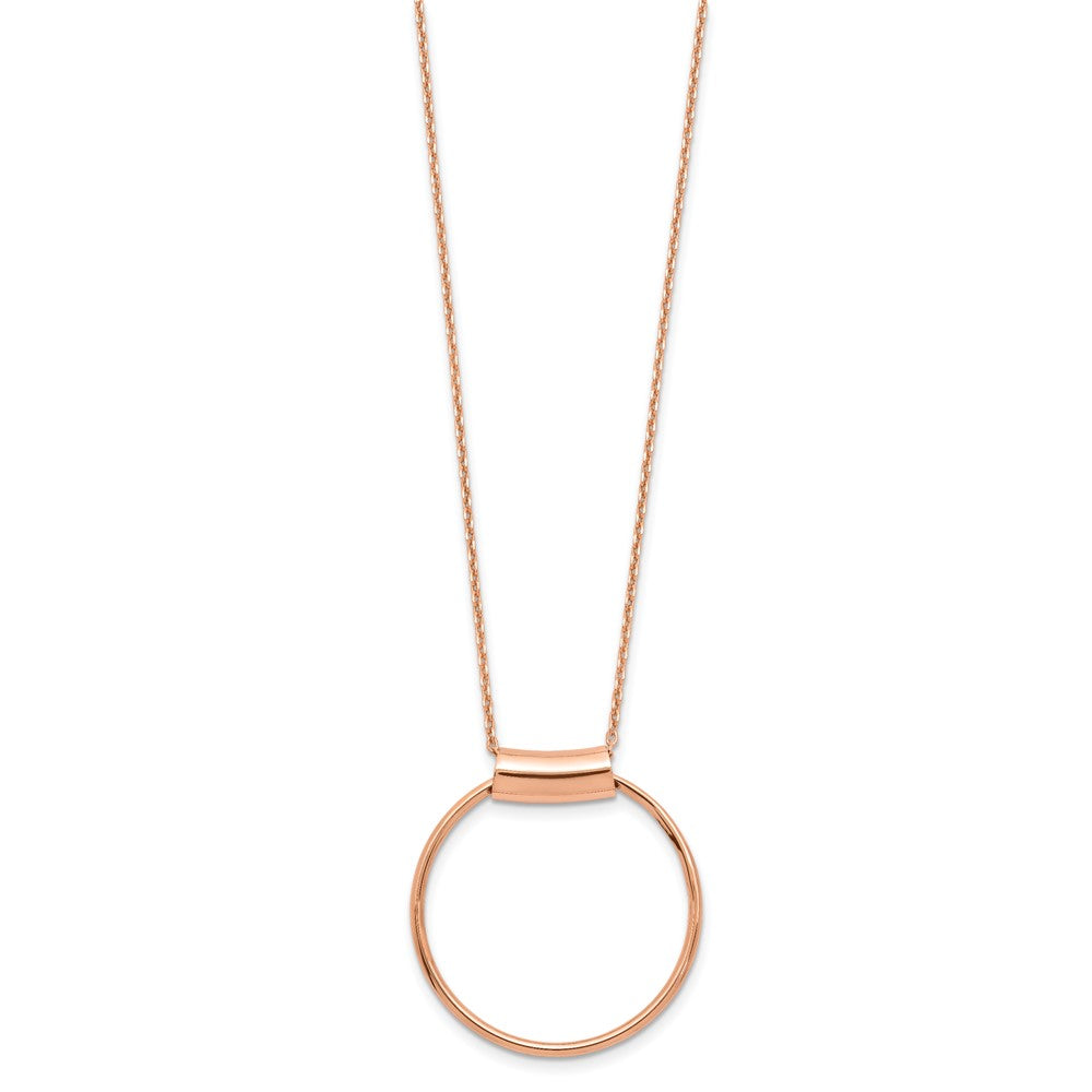 Sterling Silver RH-plat Rose-tone Polish w/1in ext Necklace