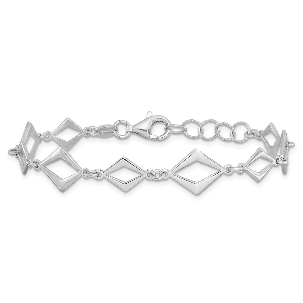 Sterling Silver Rhodium-plated Polished w/ .75in ext Bracelet
