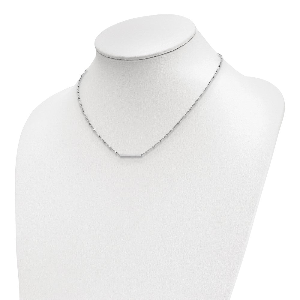 Sterling Silver Rhodium-plated Polished w/ 1.25in ext. Necklace