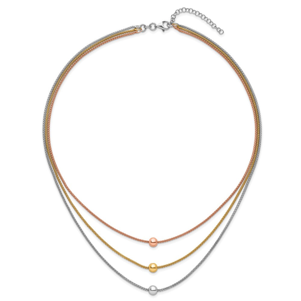 Sterling Silver Rose & Yellow Gold-plated w/ 2in ext. Necklace