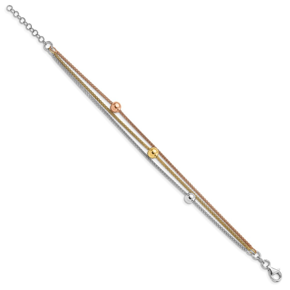 Sterling Silver Rose & Yellow Gold-plated w/ 1in ext Bracelet