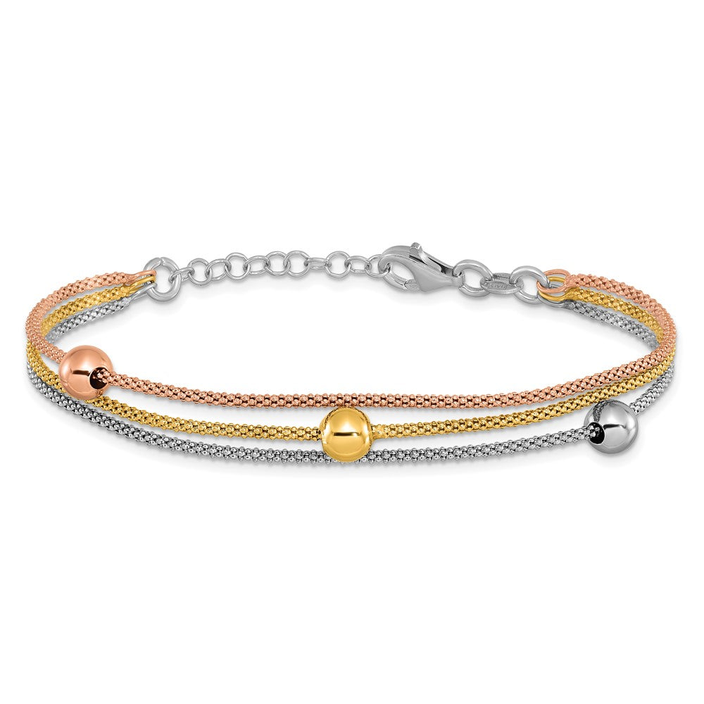 Sterling Silver Rose & Yellow Gold-plated w/ 1in ext Bracelet