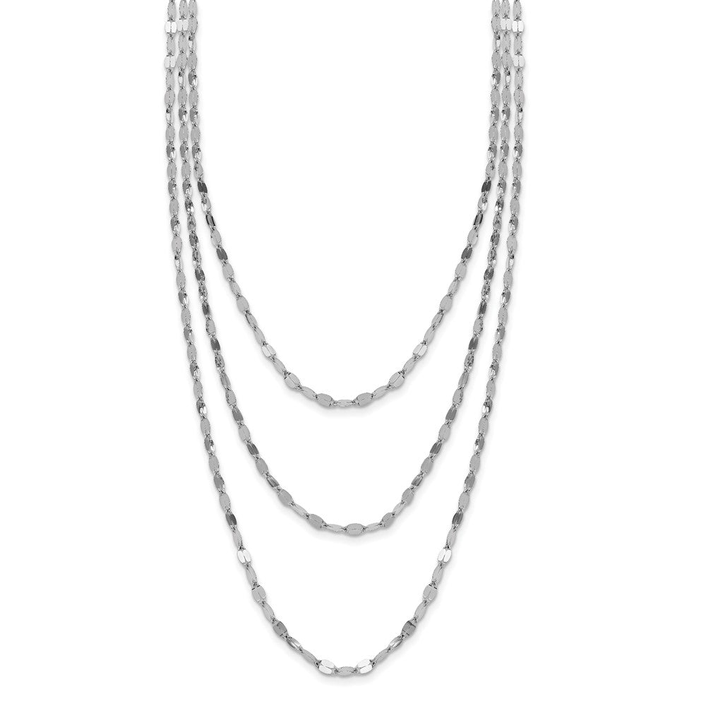 Sterling Silver Rhodium-plated Polished Multi-strand Necklace