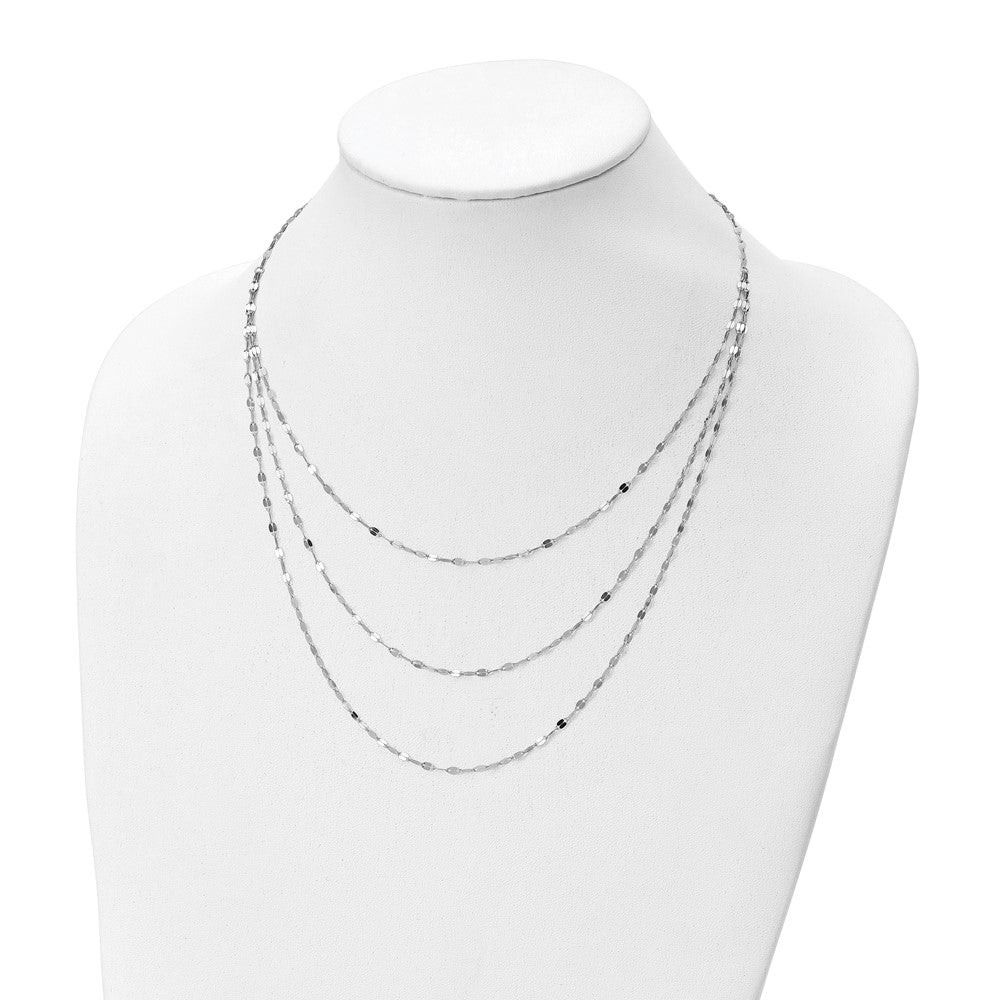 Sterling Silver Rhodium-plated Polished Multi-strand Necklace