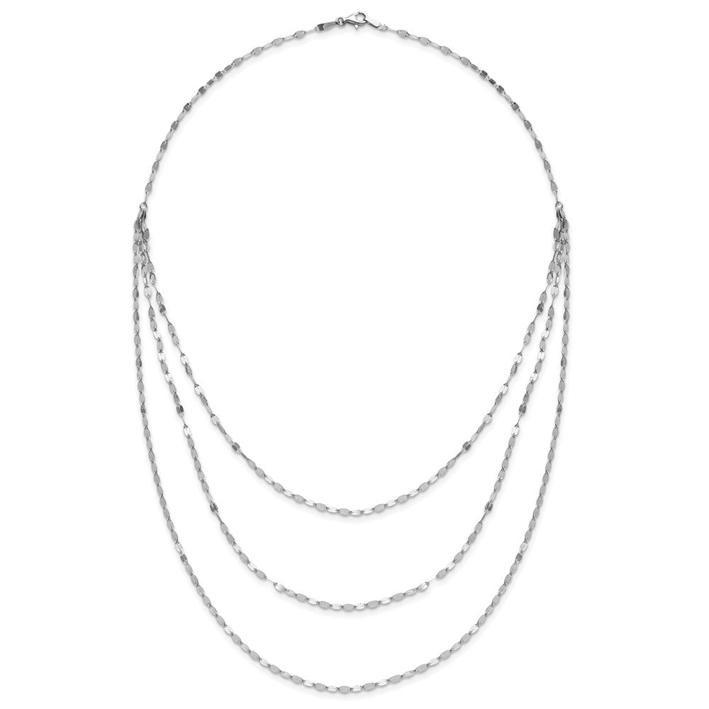 Sterling Silver Rhodium-plated Polished Multi-strand Necklace