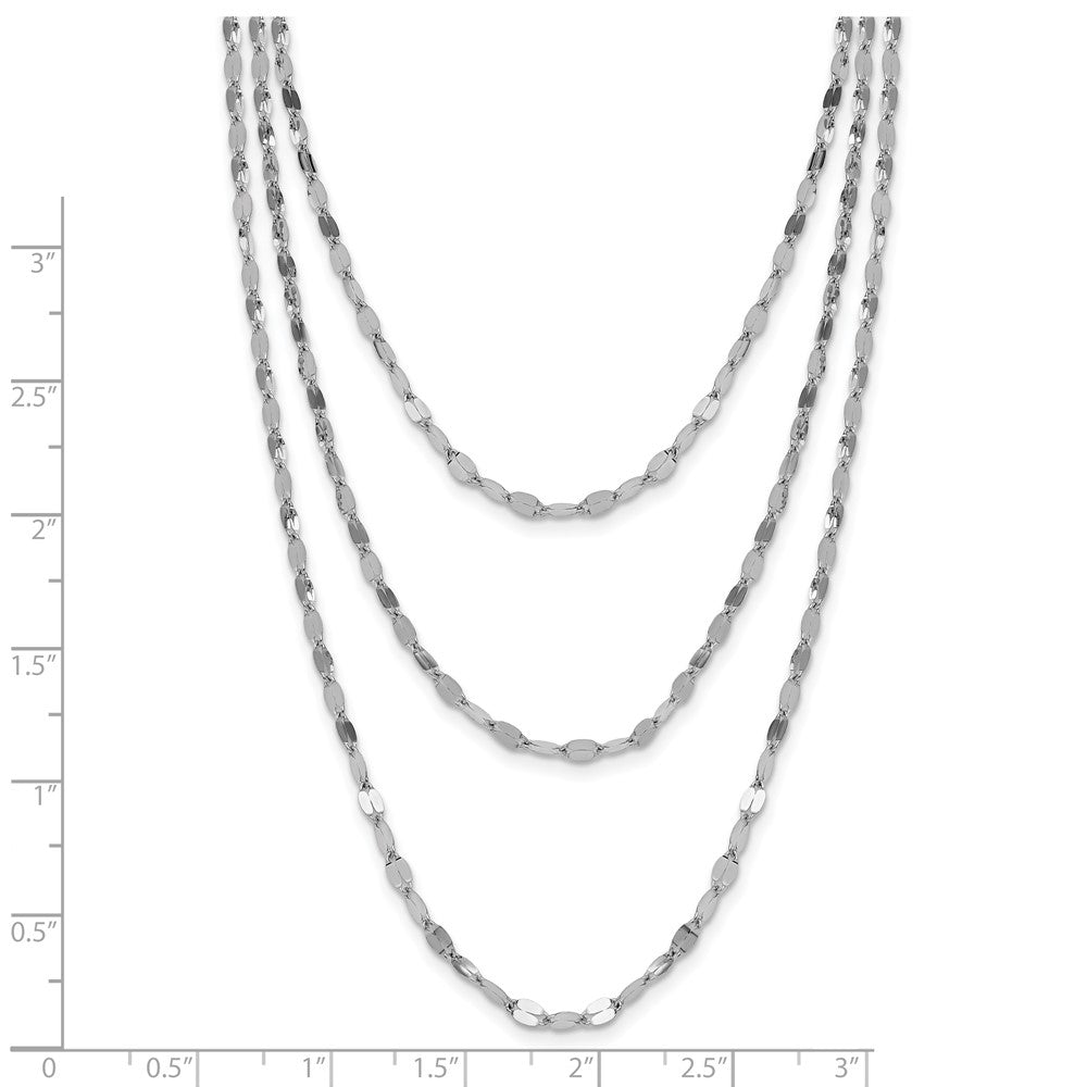 Sterling Silver Rhodium-plated Polished Multi-strand Necklace