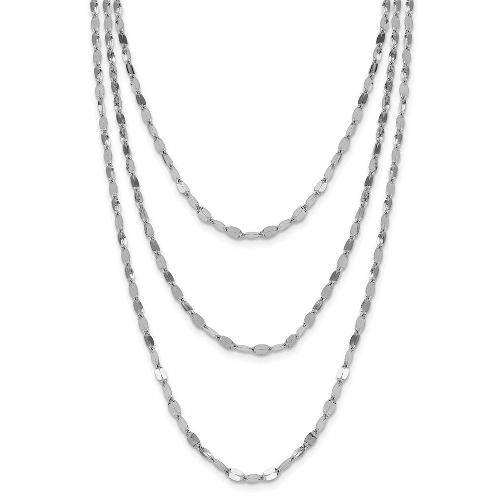 Sterling Silver Rhodium-plated Polished Multi-strand Necklace