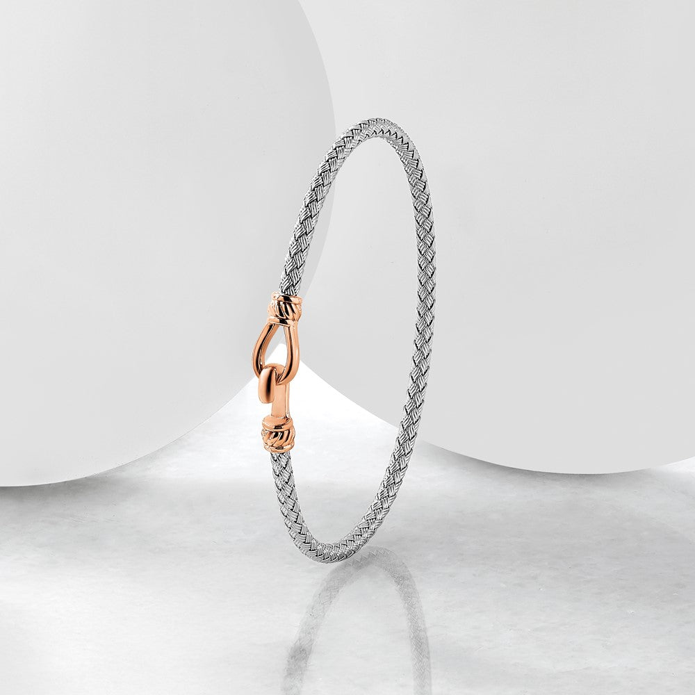 Sterling Silver RH-plated & Rose Gold-plated Flexible Cuff