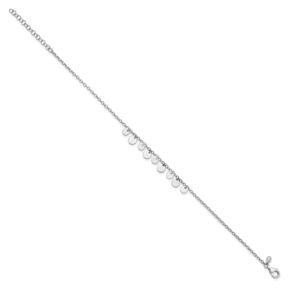 Sterling Silver Rhodium-plated Disc 9 inch Plus 1.5 inch Extender - Total 10.5 inch Anklet