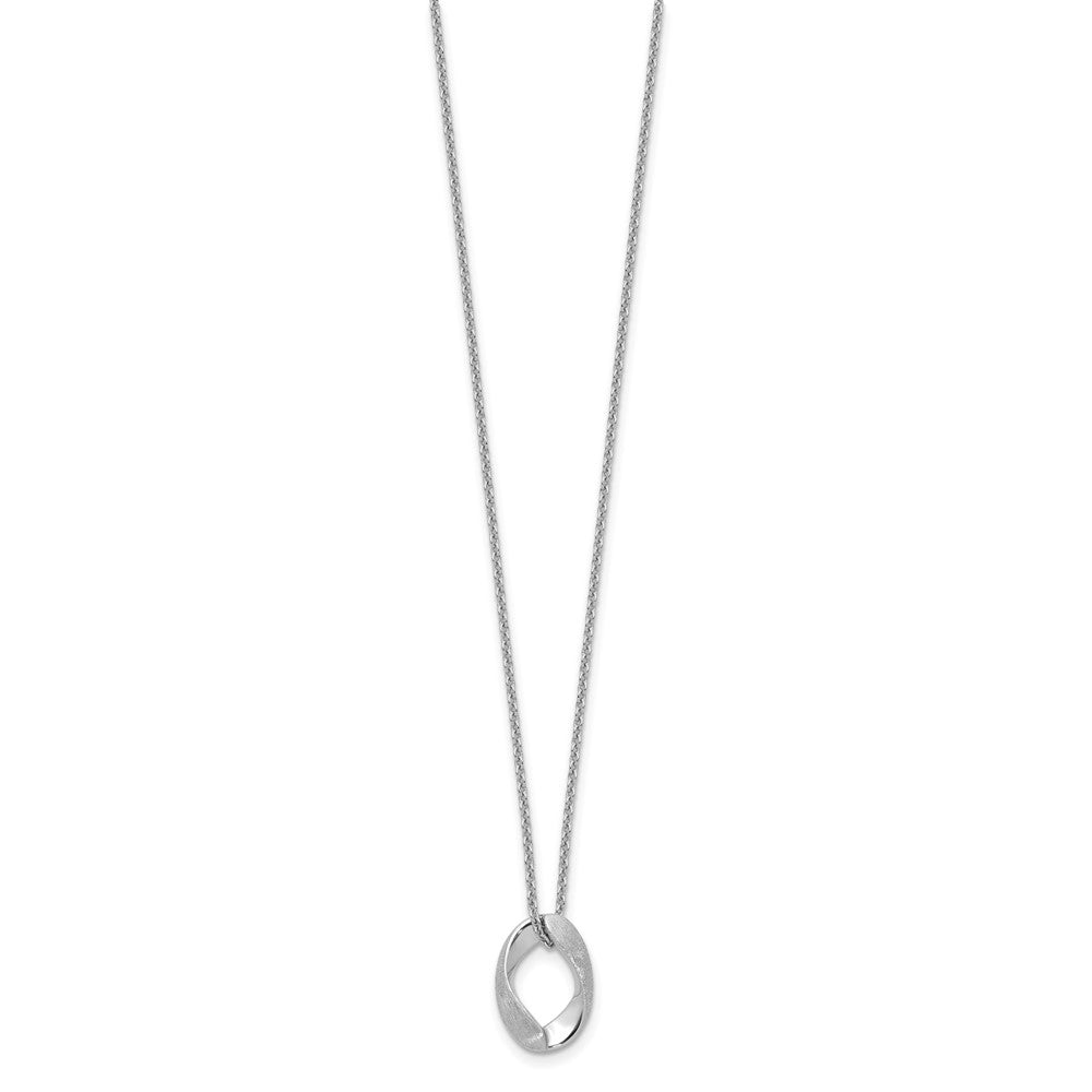 Sterling Silver RH-plat Polish/Brush Oval w/1in ext. Necklace