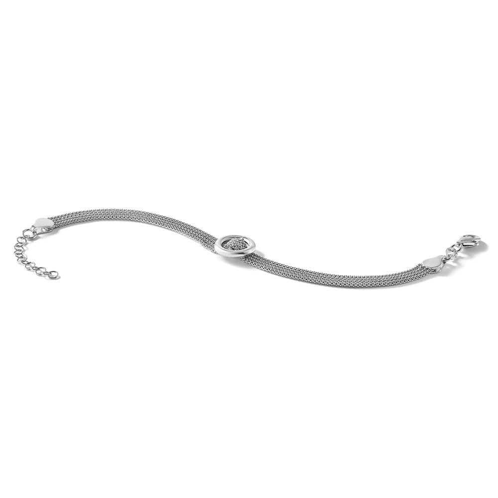 Sterling Silver RH-plat Circle Multi-strand w/1in ext. Bracelet