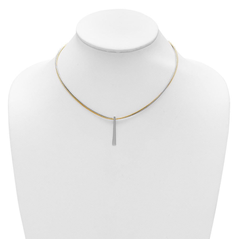 SS RH/Gold-plated 2-Wire Tapered Bar w/ 2in Ext. Necklace
